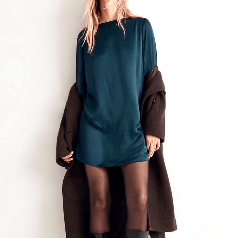Madewell Teal Long Sleeve Mini Dress
